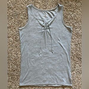 MEDIUM gray front laced tank top